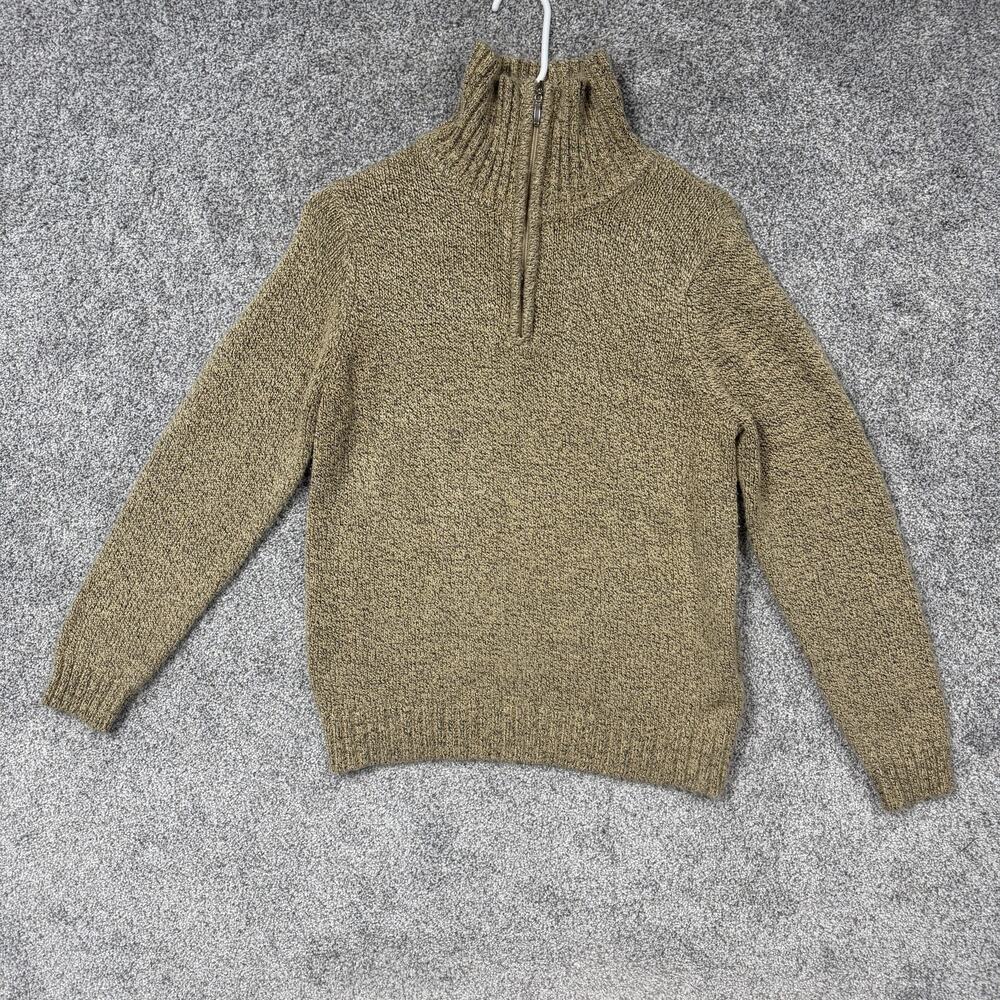 Lee Sweater Mens M Brown 1/4 Zip Mock Neck Knit Pullover Earth Tones Grandpacore